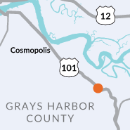 Location of slide along US 101 near Cosmopolis