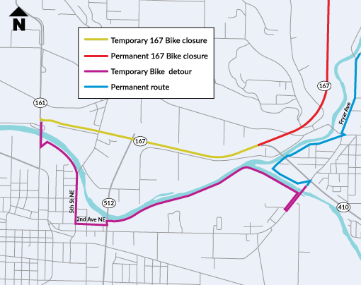SR 167 Bike Detour from Puyallup to Sumner