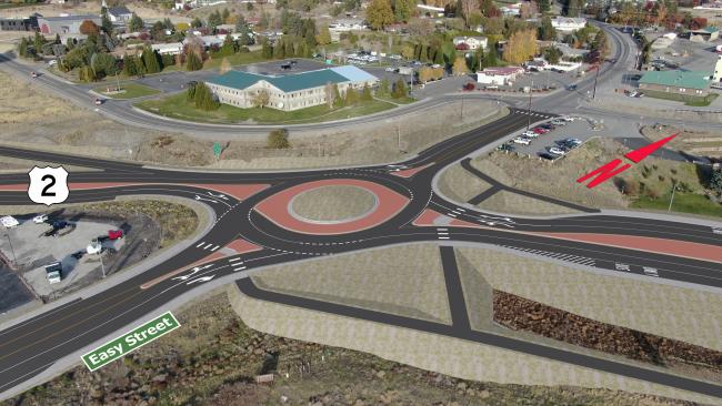 Rendering of the The US 2 - US 97 Easy St Roundabout to be built 2022.