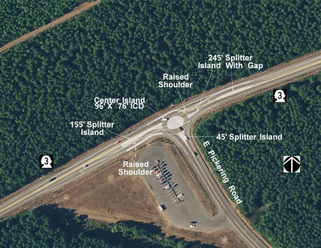 A conceptual drawing of SR 3 at E Pickering Road in Mason County, Washington