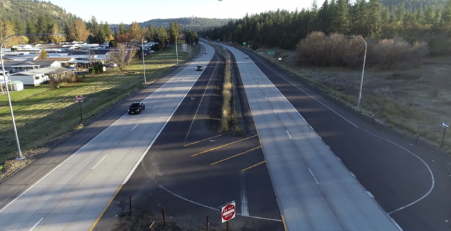 Aerial image of a J-Turn at US 195 and Thorpe Rd. in Spokane.
