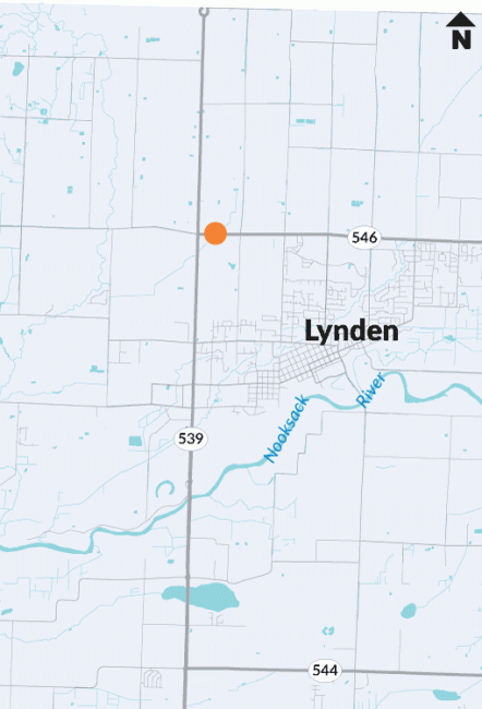 Map showing location of SR 546 Pepin Creek and Duffner Ditch fish passage.