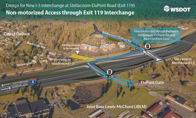 Proposed design for I-5 at Exit 119 in DuPont for pedestrian and bicyclists