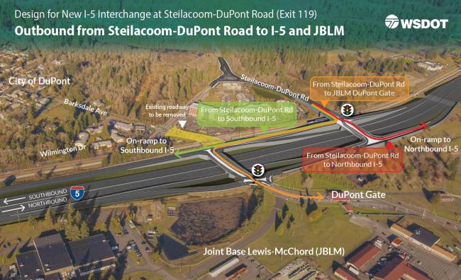 Proposed design for I-5 at Exit 119 in DuPont from Steilacoom-DuPont Road