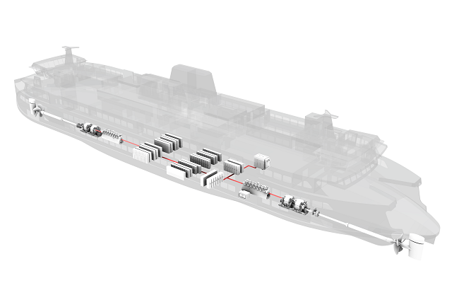 Rendering of a ferry's hybrid-electric propulsion system 
