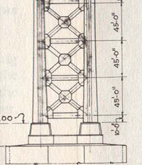 Tower detail, 'X' cross-brace below deck drawing WSDOT